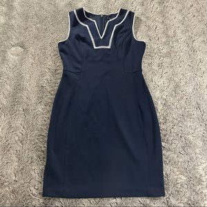 Tommy Hilfiger Scuba Crepe Sheath Dress in Navy